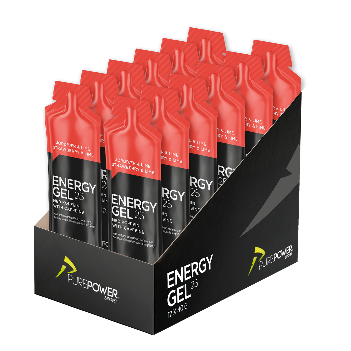 Energy Gel Koffein Jordgubb/Lime 12 x 40 g